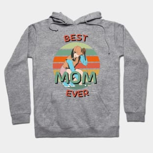 Best Mom Ever Golfing Mom Retro Sunset Hoodie